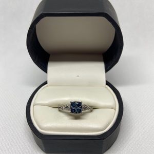 Solid 14kt White Gold Colored Diamond Ring